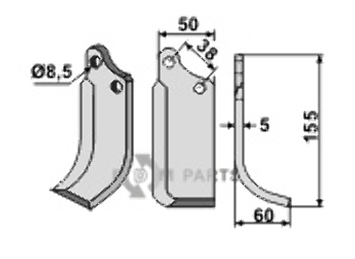 Freesmes, rechtse uitvoering passend voor Agria 1767 (=071943) Freesmes, rechtse uitvoering passend voor Agria 1767 (=071943)