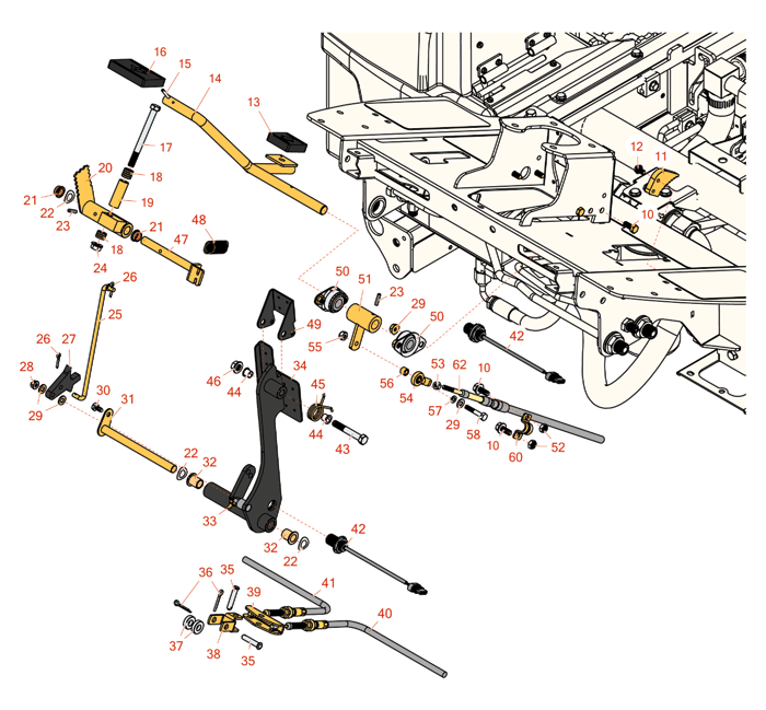 Drive and brake pedal parts suitable for your Toro Groundsmaster 4300-D