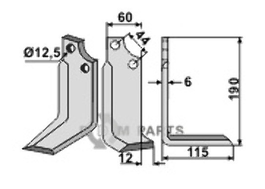 Blade, right model fitting for Maschio / Gaspardo 19100415