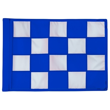 Kleine karierte golf fahnen - blau mit weiß