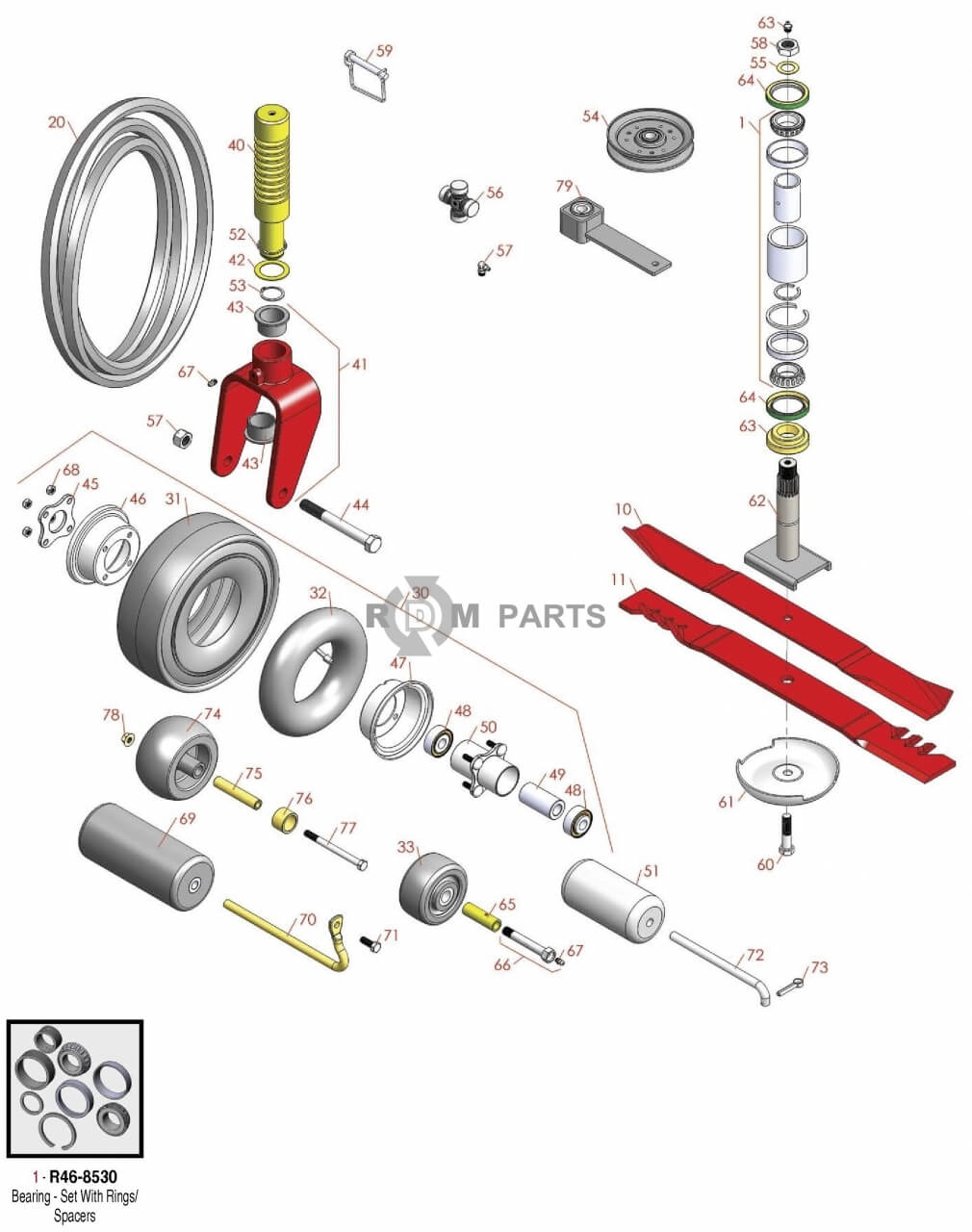 Replacement parts for Toro 3000D 72'' Deck Model 30373