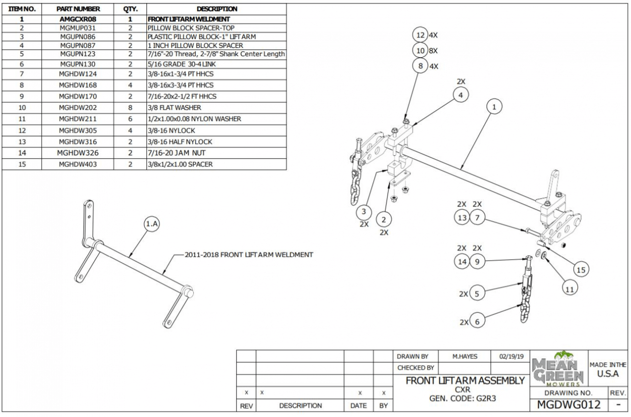 Front lift arm Assembly