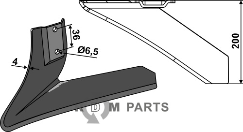 Angled wing share - left