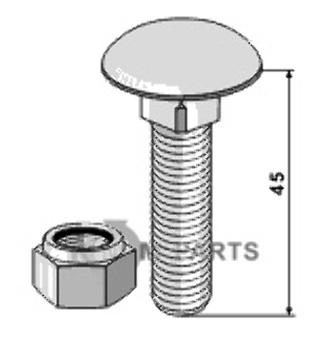 Saucer-head screws m12x1,75x45 - 8.8 with self-locking nuts fitting for scrapers - m12 x 1,75 - 8.8 51-1028