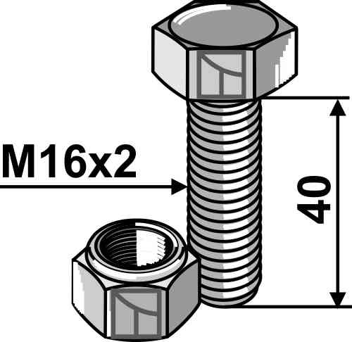 Bolt with self-locking nut - M16x2 - 10.9