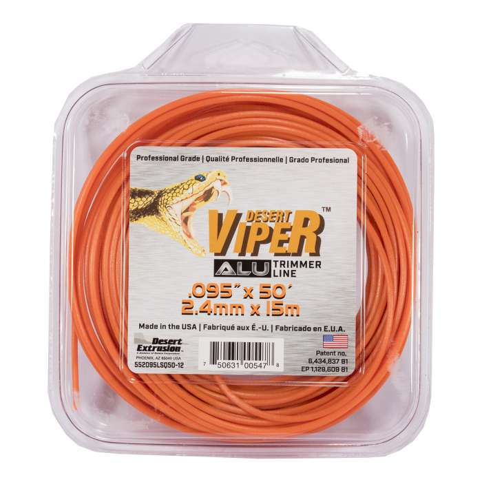 Trimmer line desert viper alu - large square orange .095" / 2,4 mm 50' / 15 m