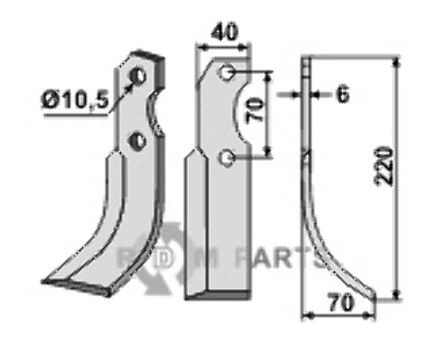 Blade, right model fitting for Brumital-Agris 20809003