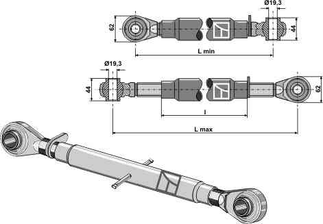 Top-links with hardened tie-rod M27 x 3