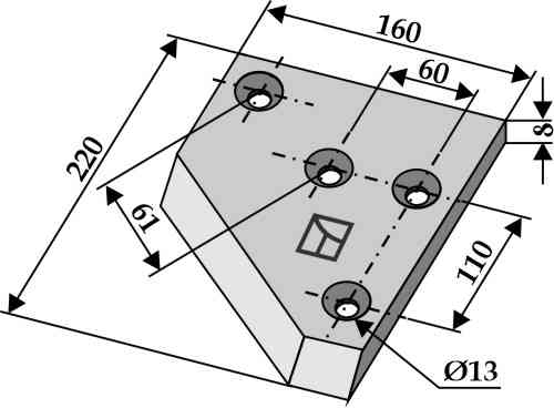 Left-side corner knife fitting for Redrock 100 086 L