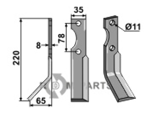 Rotary tine, left model simo-04l