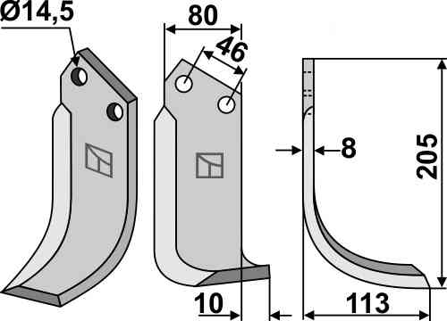 Fräsmesser, rechte Ausführung geeignet für Muratori 1200015