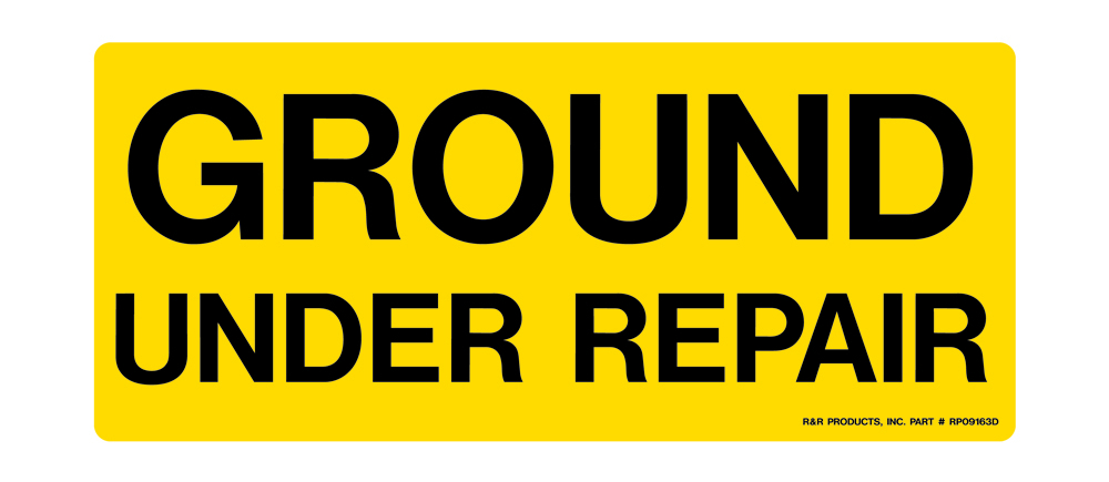 Decal - ground under repair yellow/black