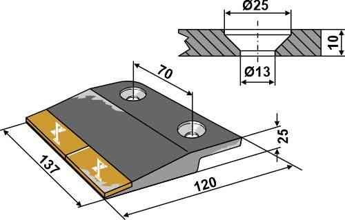 bolt-on front part - right - Hard metal