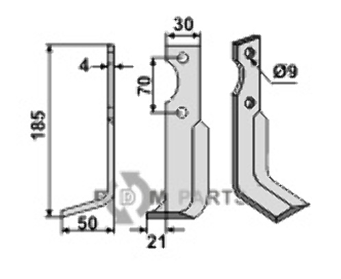 Blade, left model fitting for Agria 1250 254 97