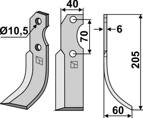 Blade, right model fitting for Brumital-Agris 503000011