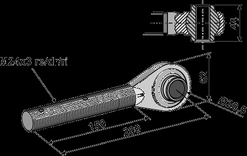 Hardened tie-rods M24x3 for top-links