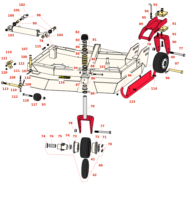 Toro Groundsmaster 4110 D Left Hand Deck Caster Arms and Wheels