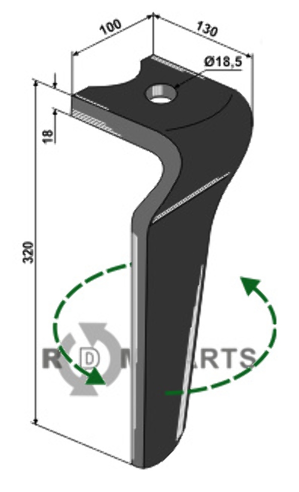 Tine for rotary harrows, left model fitting for Kverneland MA44010151 Tine for rotary harrows, left model fitting for Kverneland MA44010151