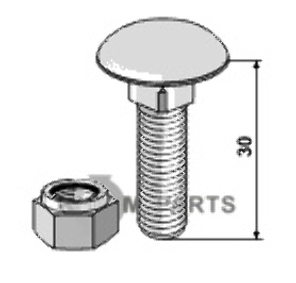 Bræddebolt m10x1,5x30 - 8.8 m. låsemøtrik 51-1029