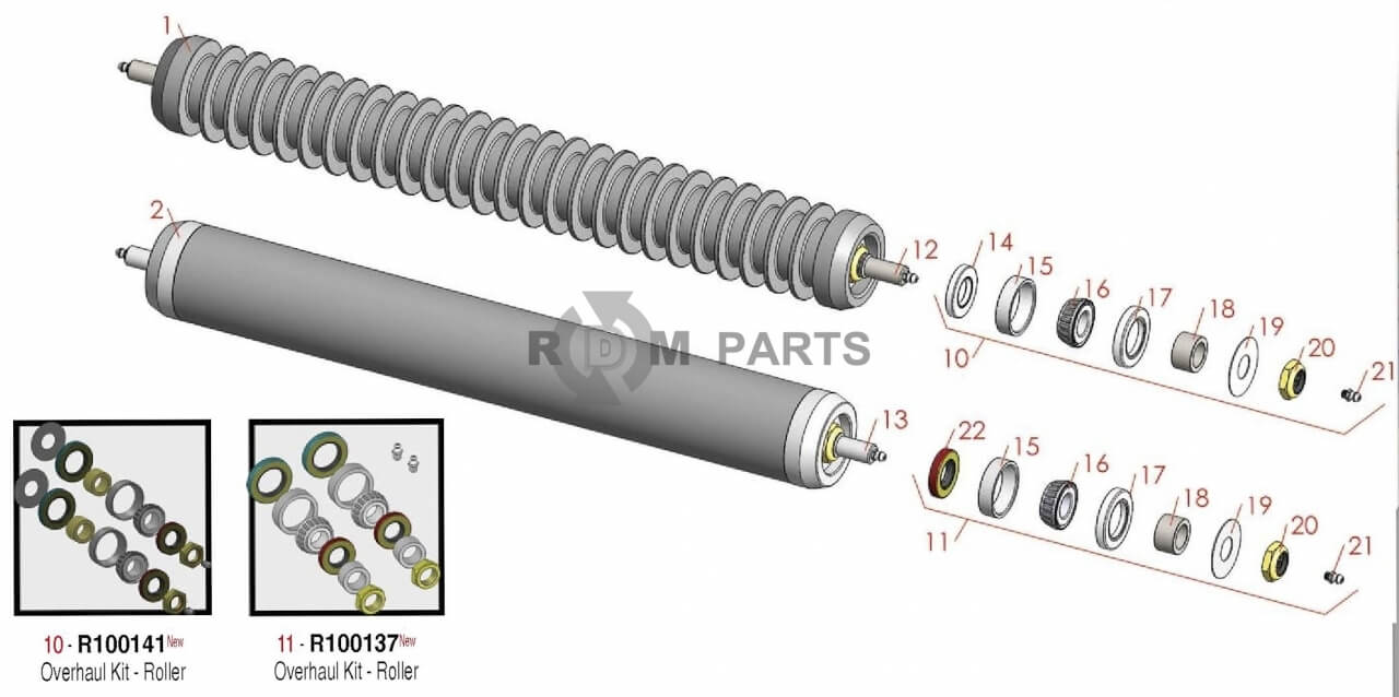 Replacement parts for RM 6500D 6700D Rollers - Model 03857 03858 & 03859