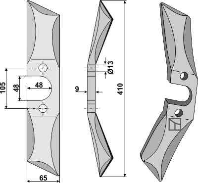 Roll harrow blade - right fitting for Rabe 6439.26.01  SSG-37-R-V