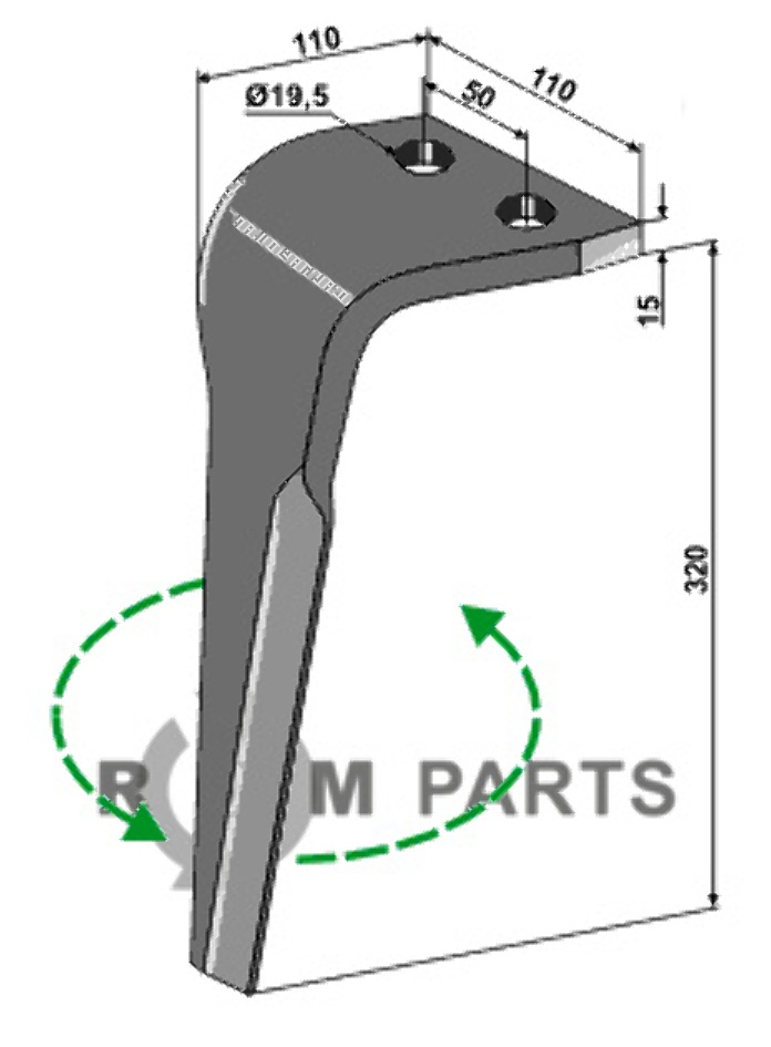 Tine for rotary harrows, left model fitting for Maletti E040146 Tine for rotary harrows, left model fitting for Maletti E040146