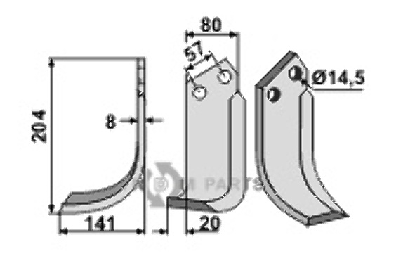 Blade, left model fitting for Pegoraro 4586