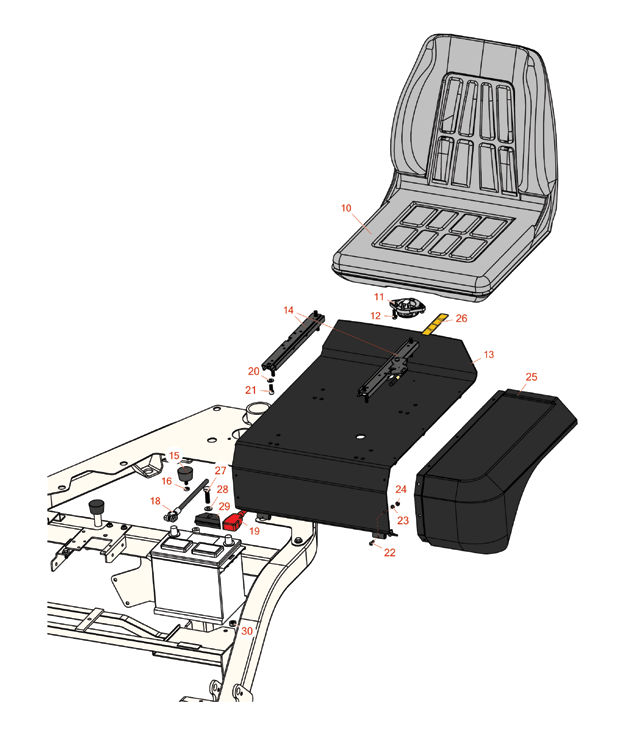 Sæde og batteridele, der passer til din Toro Greensmaster 3250-D Model 04383 & 04384