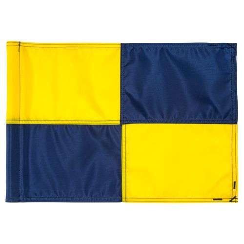 Large check golf flag - 400d tube - yellow - with navy blue