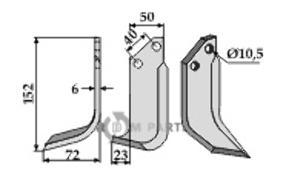 Blade, left model fitting for B.C.S. 42304