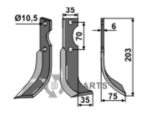 Blade, right model fitting for Yanmar 322-682-782