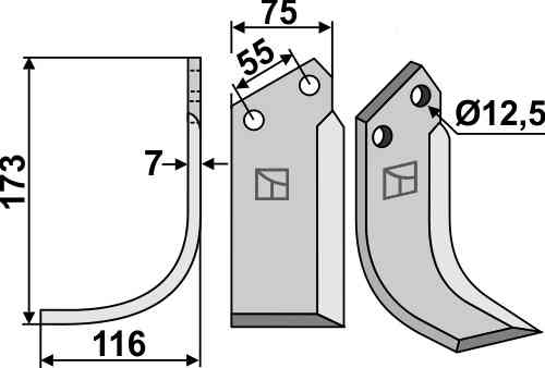 Fräsmesser, linke Ausführung geeignet für Nardi 5CS5012 Fräsmesser, linke Ausführung geeignet für Nardi 5CS5012