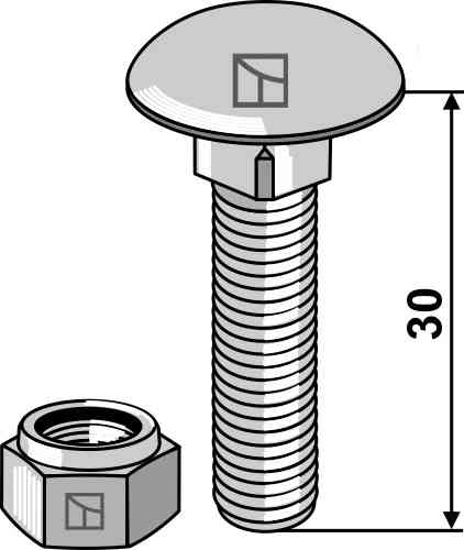 Bræddebolt m8x1,25x30 - 8.8 m. låsemøtrik 51-1035