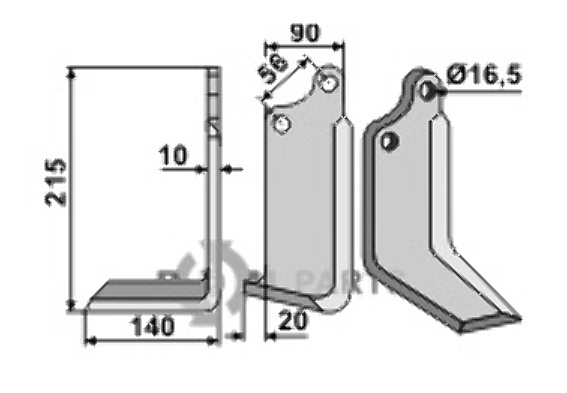 Fräsmesser, linke Ausführung geeignet für Maschio / Gaspardo M09400419