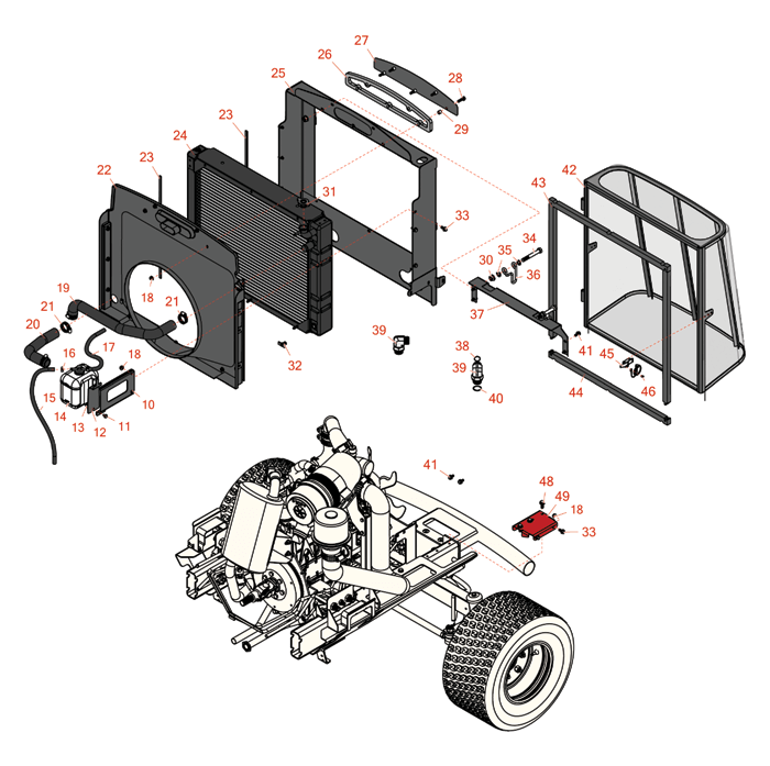 Radiator and cooling system parts suitable for your Toro Groundsmaster 4300-D