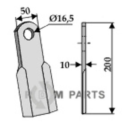 RDM Parts Recht mes passend voor Kverneland MA6400079