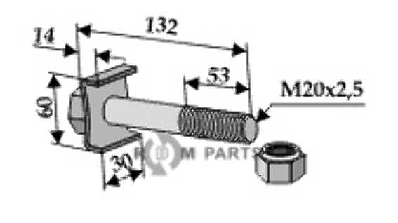 Bolt with self-locking nut m 20 x 2,5 - 8.8 63-agm-501