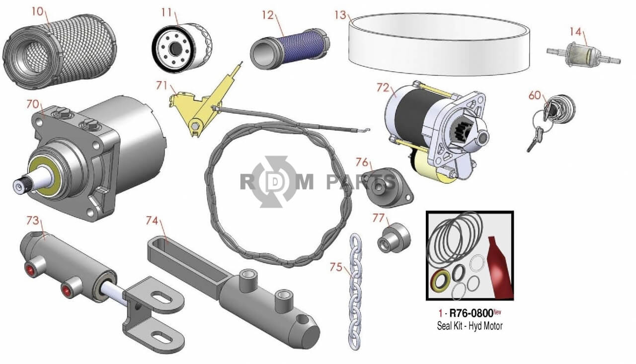 Replacement parts for John Deere 2500E Traction Unit