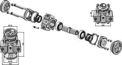 Bearing compl. for 40x40 square shafts