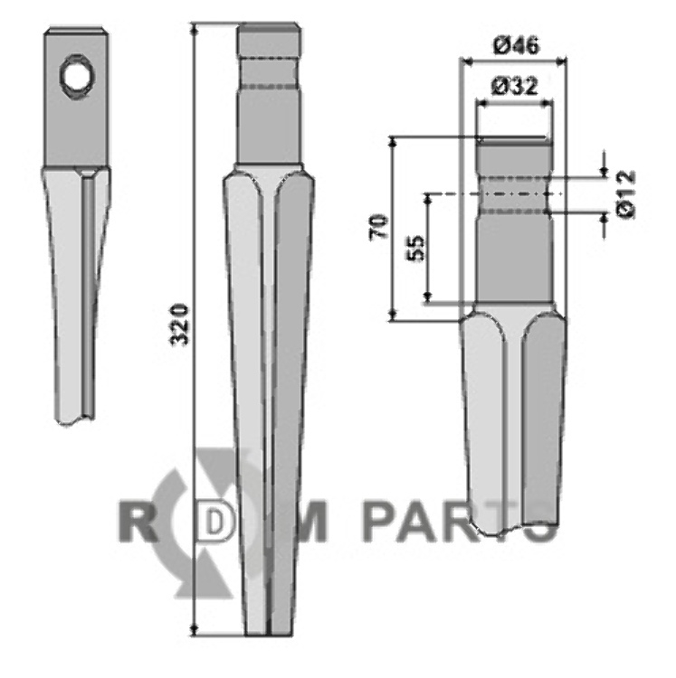 Tine for rotary harrows fitting for Pegoraro 001430-01