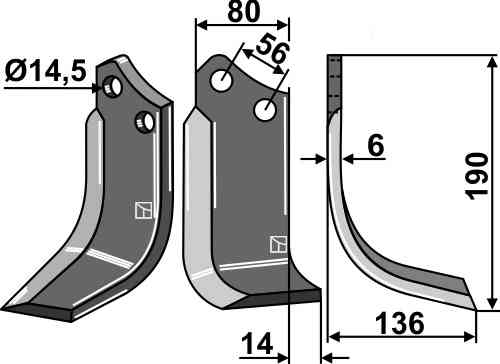 Blade, right model fitting for Muratori 12013701