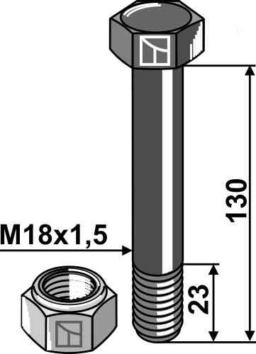 Bolt with self-locking nut - m18x1,5 - 10.9 63-18131