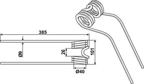 Hay tine fitting for Stoll 0608770 / 9860072 / 2509-538X