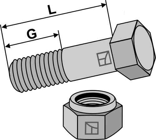 Bolt m12x1,25x45 - 12.9 m. låsemøtrik 30-1245