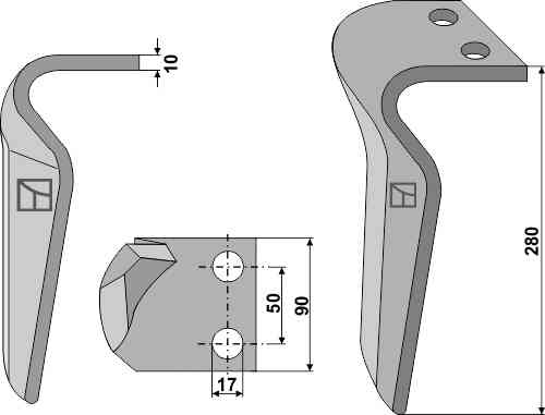 Tine for rotary harrows, right model fitting for Eberhardt 302 141