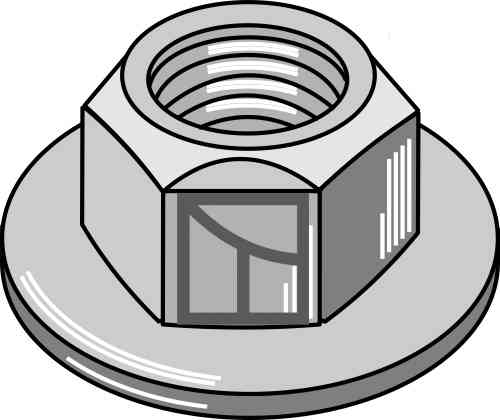 Prevailing torque type hexagon flange nut, all metal nut fitting for Köckerling Allrounder 901227 Prevailing torque type hexagon flange nut, all metal nut fitting for Köckerling Allrounder 901227