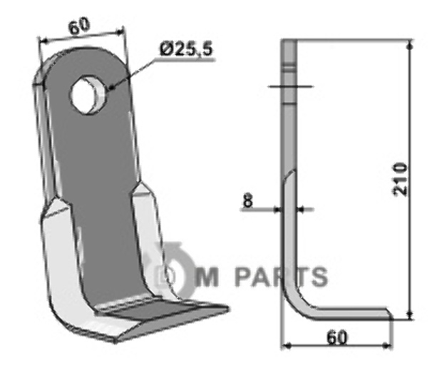 RDM Parts L-blade fitting for Maschio / Gaspardo M02400401