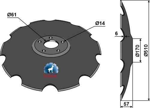 Notched disc with flat neck - Ø510 fitting for Simba P11462