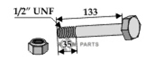 Schraube mit sicherungsmutter - 1/2''unf 63-12133