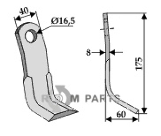 RDM Parts Y-Messer geeignet für Kuhn 36015092 RDM Parts Y-Messer geeignet für Kuhn 36015092